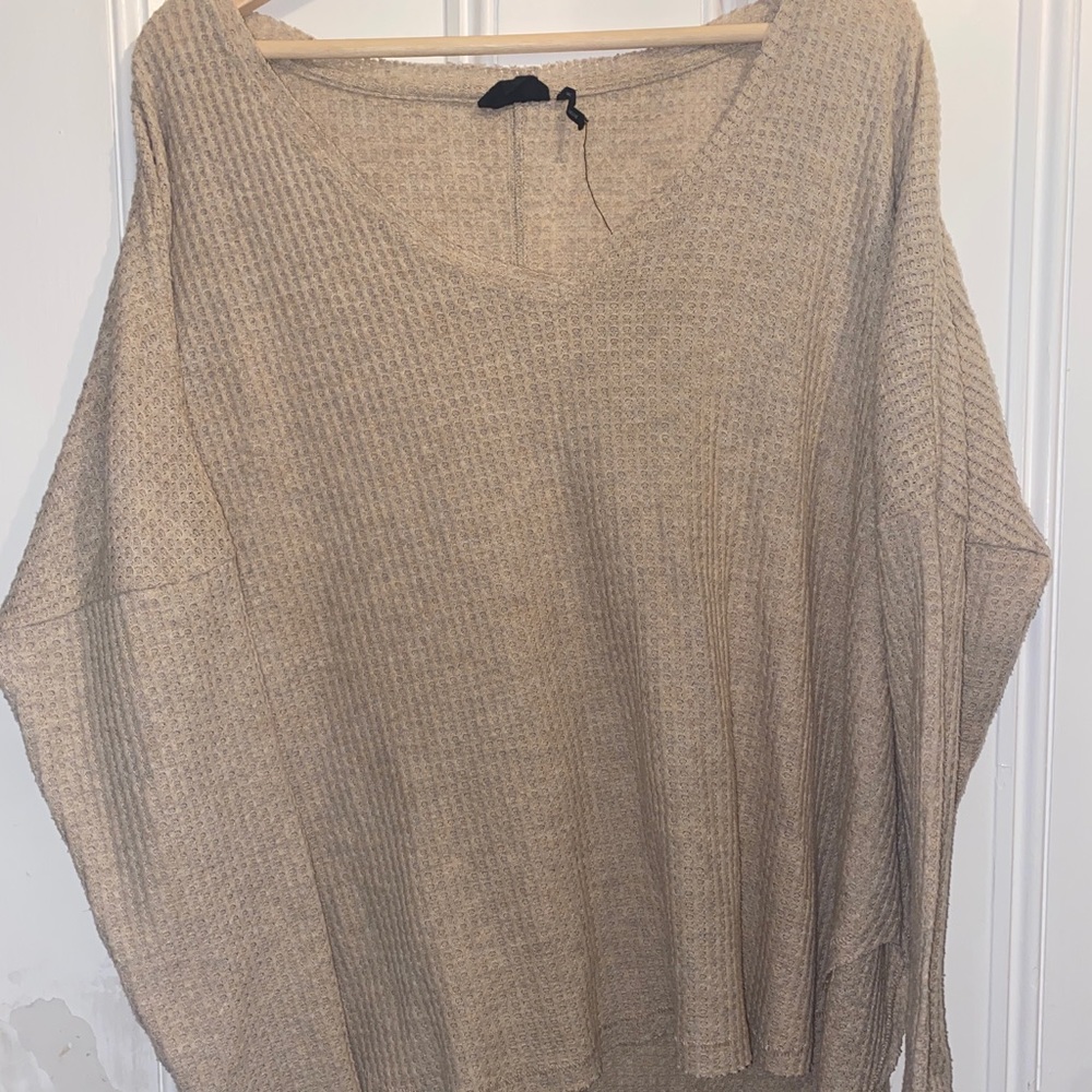 oversized thin waffled sweater top